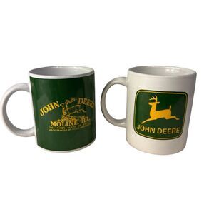 2 John Deere Gibson Coffee Mugs Cups Moline Illinois Collectible Tractor Farmer